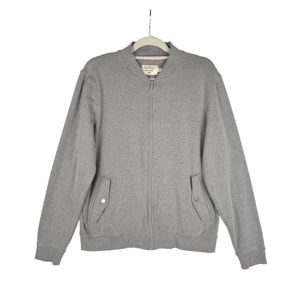 The Normal Brand Men’s Bomber Jacket Size Medium Full zip Sweater Gray